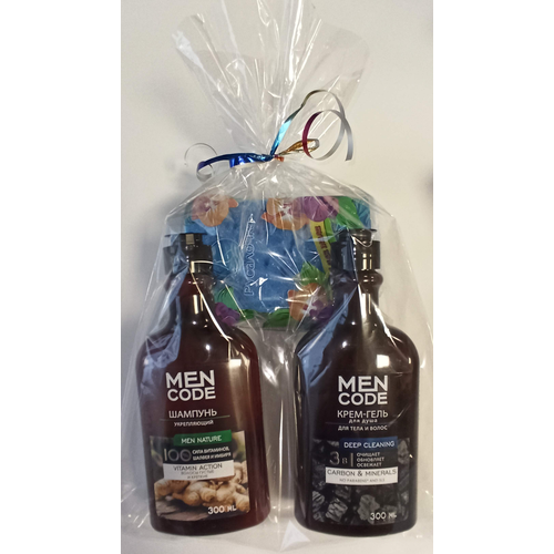Набор шампунь муж MEN CODE MEN NATURE 300мл+гель д душа MEN CODE DEEPCLEANI+губка д тела русалочка ЯНА