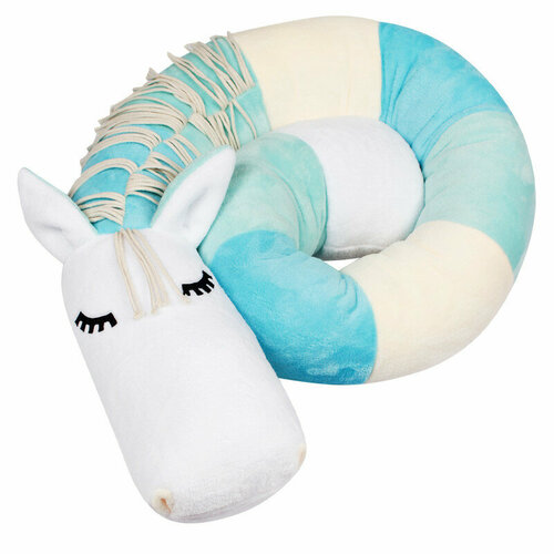 Подушка-валик Bebe Liron Лошадь Тоша бирюзовый, голубой, белый, бежевый