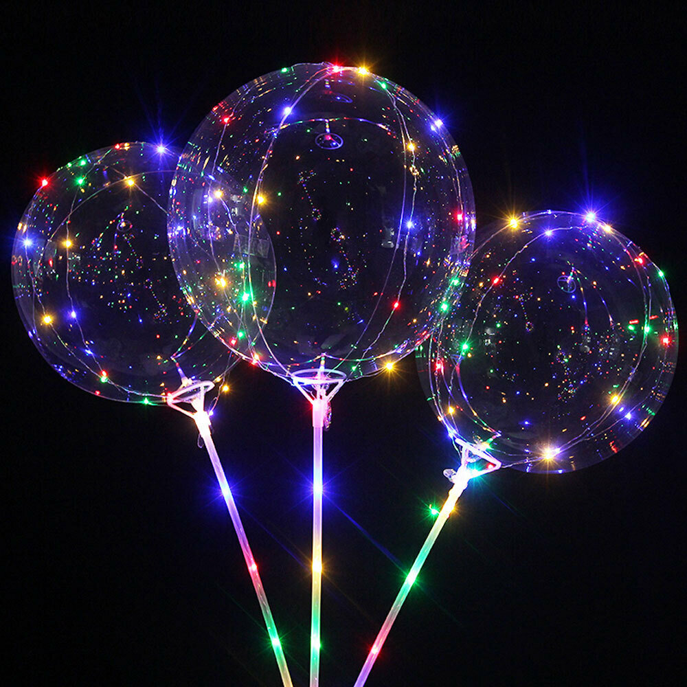 Светящийся шар BOBO Шар баблс Шар Бо Бо диаметр шара 20 см длина палочки 80см Шары для праздника разобранные 3 шт разноцветные шары бо бо