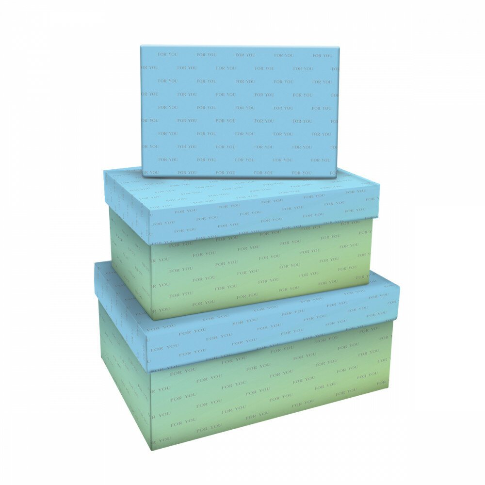 Набор прямоугольных коробок 3в1 MESHU "Green-blue gradient" (19*12*7,5-15*10*5см) 1 шт