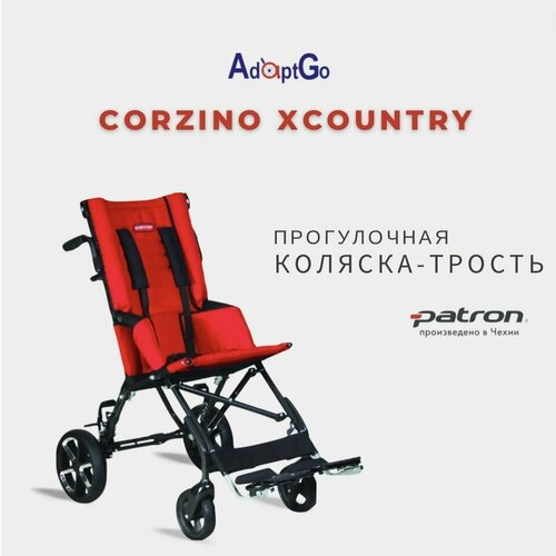 Кресло коляска для детей с заболеванием ДЦП прогулочная Patron Corzino Xcountry CNX 42 с раздельной подножкой, красный  - купить