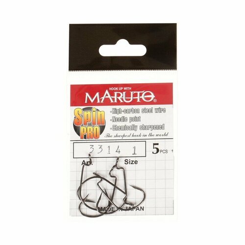 крючки офсетные maruto серия spin pro 3314 цвет bn 1 5 шт Maruto Крючки офсетные Maruto, серия Spin Pro 3314, цвет BN, № 1, 5 шт.