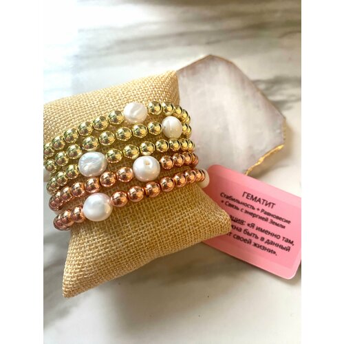 фото Браслет for crystals & love, 1 шт., размер 17.5 см, белый, золотой