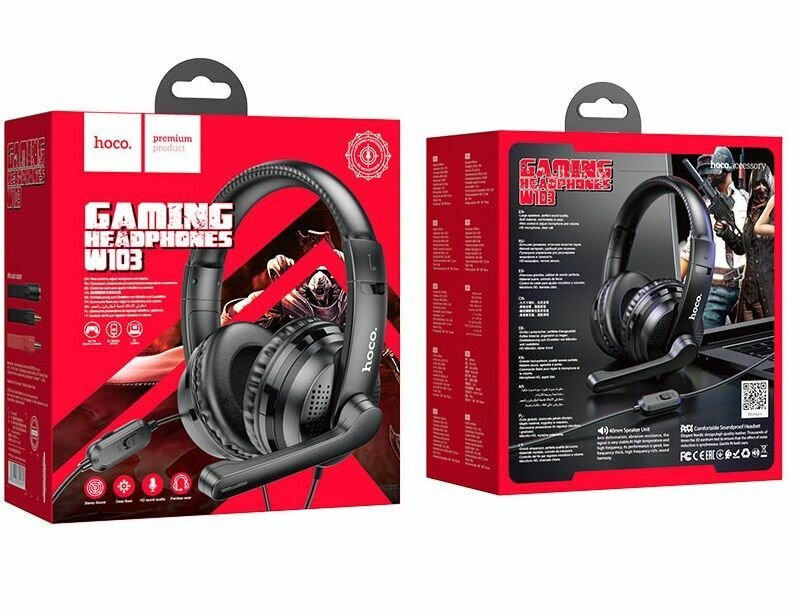 Игровые наушники с микрофоном Hoco W103 Magic tour gaming headphone Black Черные