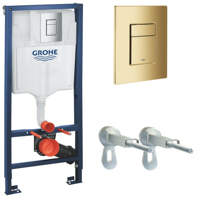Инсталляция для унитаза подвесного Grohe Rapid Sl 38772GN1 золотая матовая кнопка