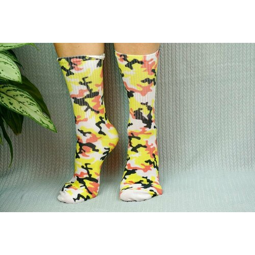 фото Носки , размер 36/41, зеленый, белый, желтый, оранжевый хлопковые cotton print