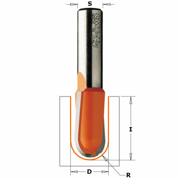 Фреза пазовая галтельная D=19,0 I=11,5 S=8,0 R=9,50 CMT 914.190.11