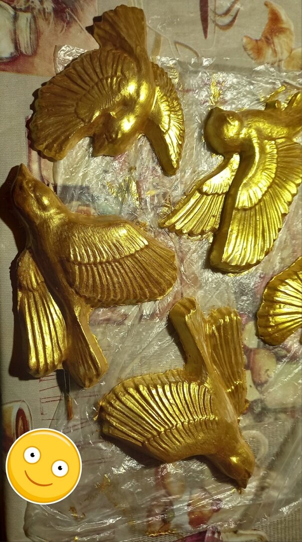 Декор на стену- птицы золотые из гипса. Украшение интерьера.