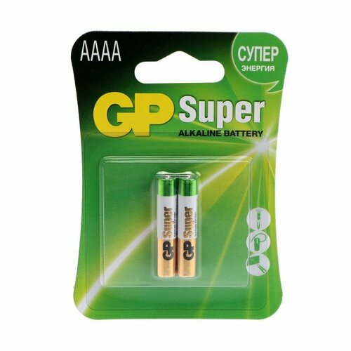 Батарейка алкалиновая GP Super, AAAA, LR8D425(LR61)-2BL, 1.5В, блистер, 2 шт. (комплект из 3 шт) батарейка алкалиновая gp super lr1 910a 2bl 1 5в блистер 2 шт