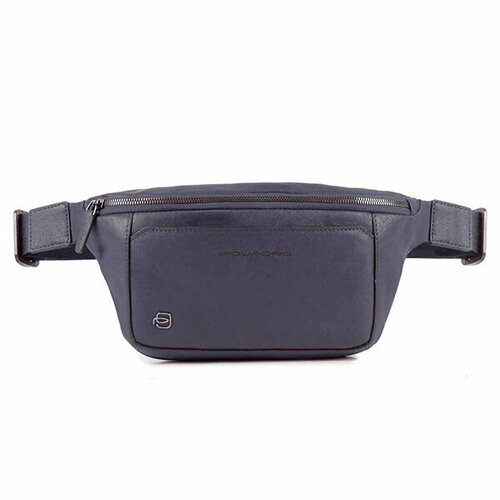 фото Сумка поясная piquadro, фактура зернистая, серый, синий