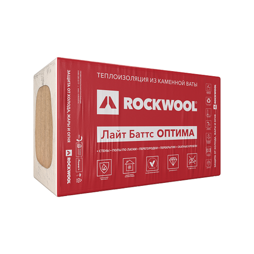 Утеплитель ROCKWOOL Лайт Баттс оптима 6 кв. м, 3 шт. утеплитель rockwool лайт баттс оптима 100мм 3м2