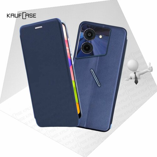 Чехол книжка KaufCase для телефона Tecno Pova 5 Pro (LH8n) (6.78'), темно-синий. Трансфомер держатель сим карты для tecno pova 5 pro 5g lh8n серебристый