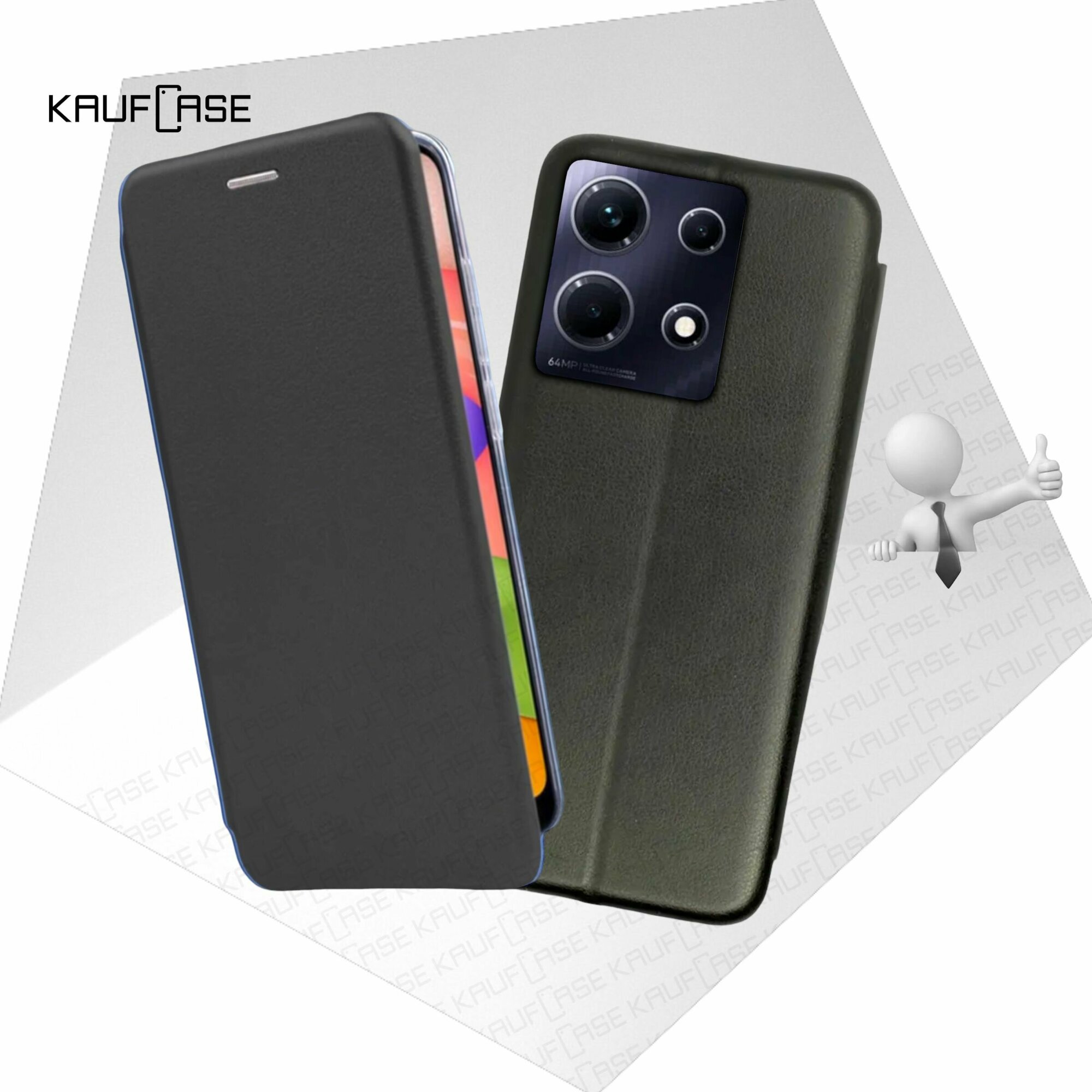 Чехол книжка KaufCase для телефона Infinix Note 30 (X6833B) (6.78") черный. Трансфомер