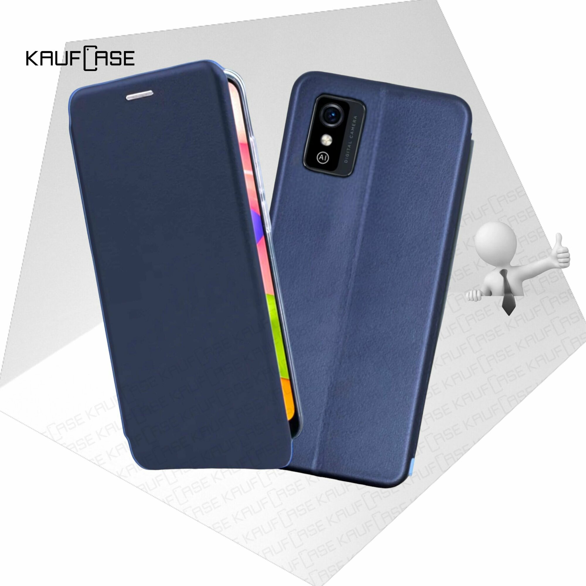 Чехол книжка KaufCase для телефона ZTE Blade L9 (5"), темно-синий. Трансфомер