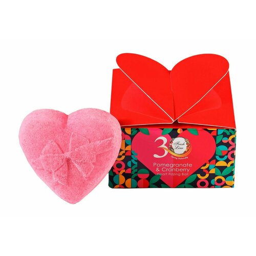 Игристый шарик для ванны с ароматом граната Fresh Line Pomegranate & Cranberry Heart Fizzing Ball