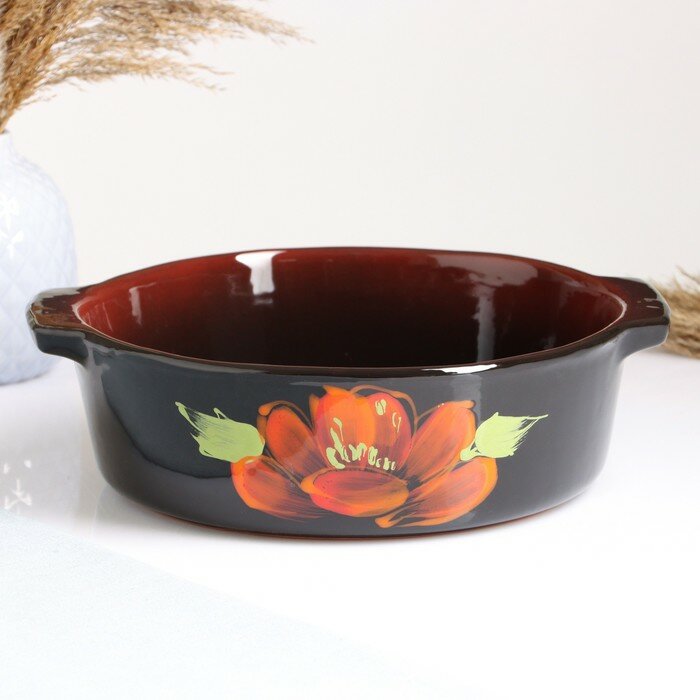 фото Ёмкость для запекания с ручками "Десерт круглая" мак черный, 2,25л