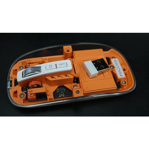 Стильная космическая прозрачная беспроводная мышка для компьютера мышь FMOUSE Оранжевая 160000₽