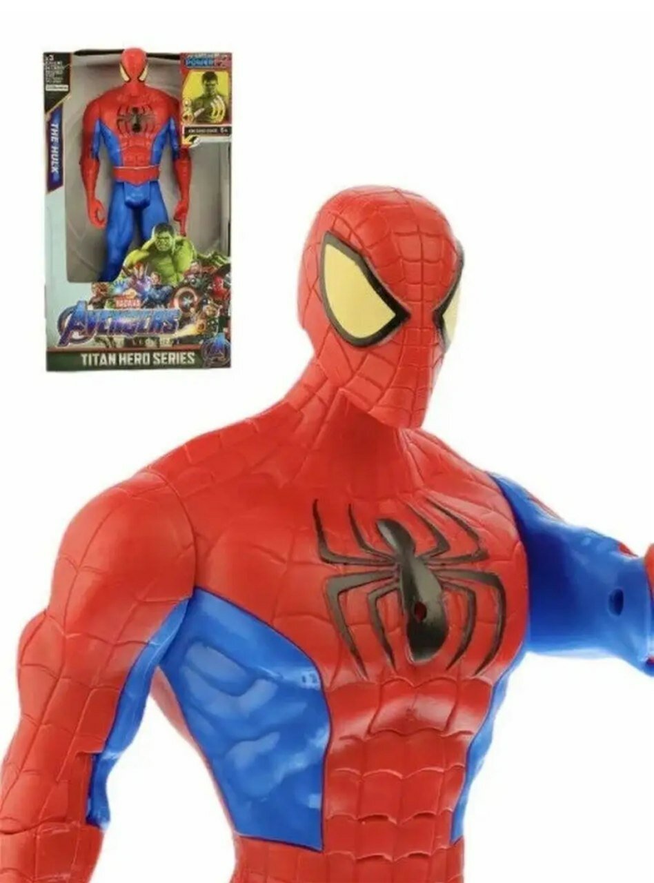 Человек паук/Игрушка Человек-паук/фигурка человек паук/Марвел/Световой и звуковой эффекты. 30 см/синий, красный