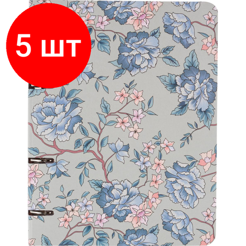 Комплект 5 штук, Тетрадь со сменным блоком Flowers А5.120л, клетка TSB5-120FW