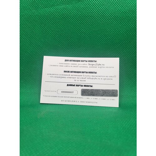 Карта оплаты мониторинга сайта на один год 1400000₽