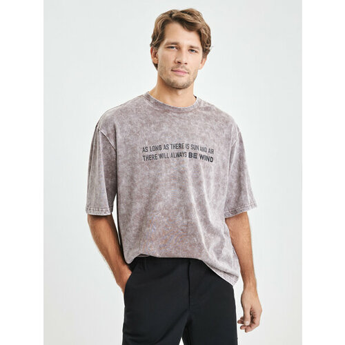 фото Футболка zarina, размер m (ru 48)/182, бежевый