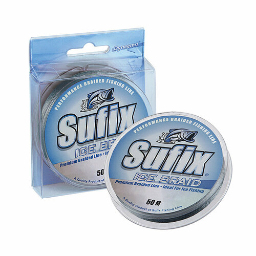 фото Леска плетеная зимняя sufix ice braid серая 50м 0.10мм 4,5кг