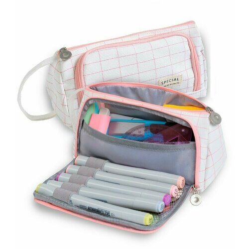 Пенал школьный Xiaomi 90 Points NINETYGO Smart School Pencil Case на молнии (розовый), шт