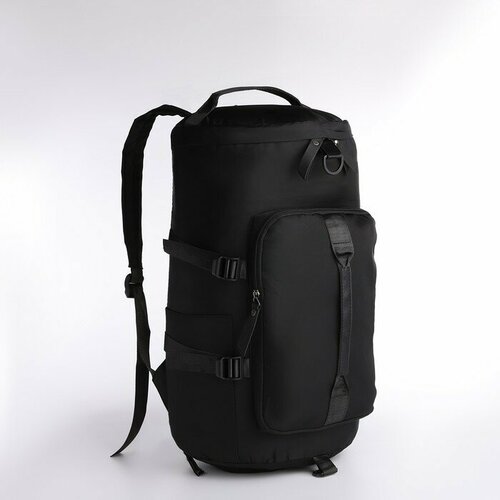Рюкзак-сумка на молнии, 4 наружных кармана, отделение для обуви, цвет чeрный