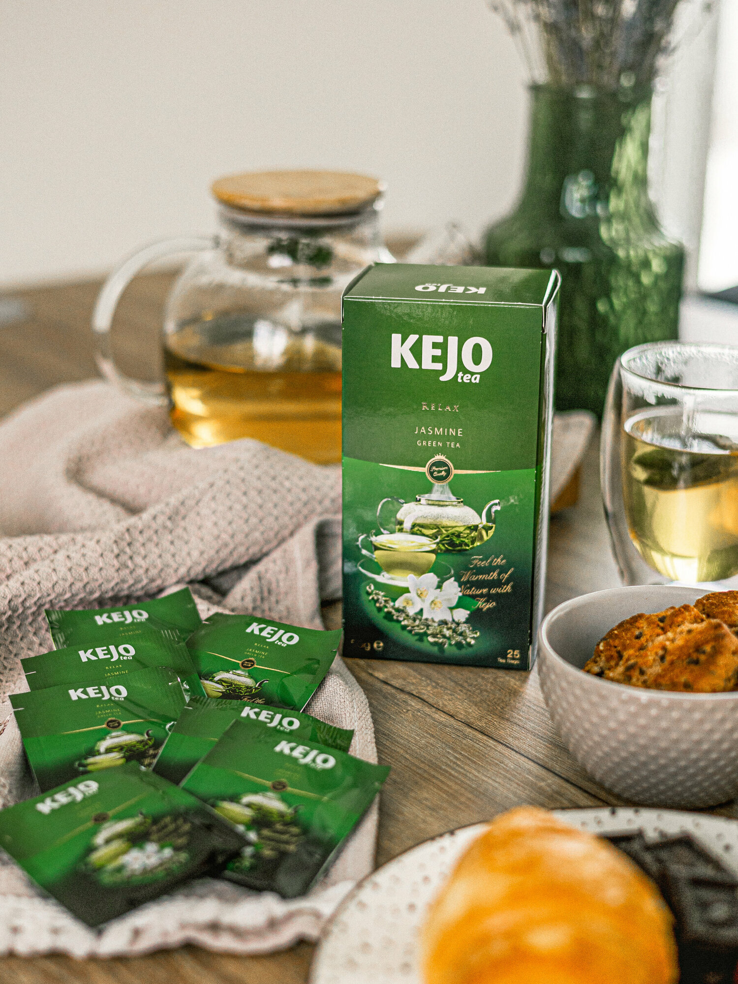 Чай зелёный с жасмином KEJOfoods RELAX JASMINE в пакетиках 25*2гр картон Kejo Tea - фото №17