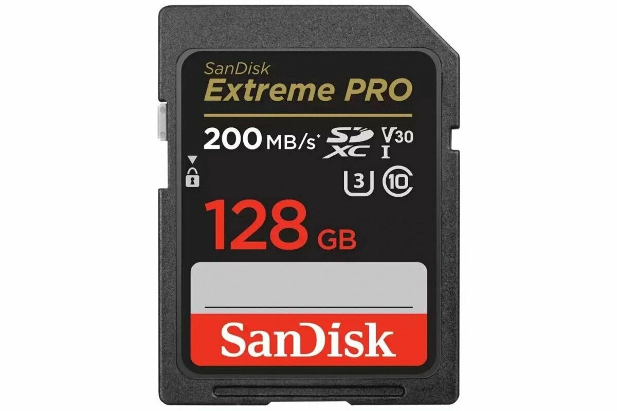 Карта памяти SanDisk SDXC Extreme Class 10 UHS-I U3 V30 (180/90MB/s) 128GB