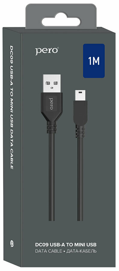 Дата-кабель PERO DC-09 mini-USB, 1m, Black - фото №4