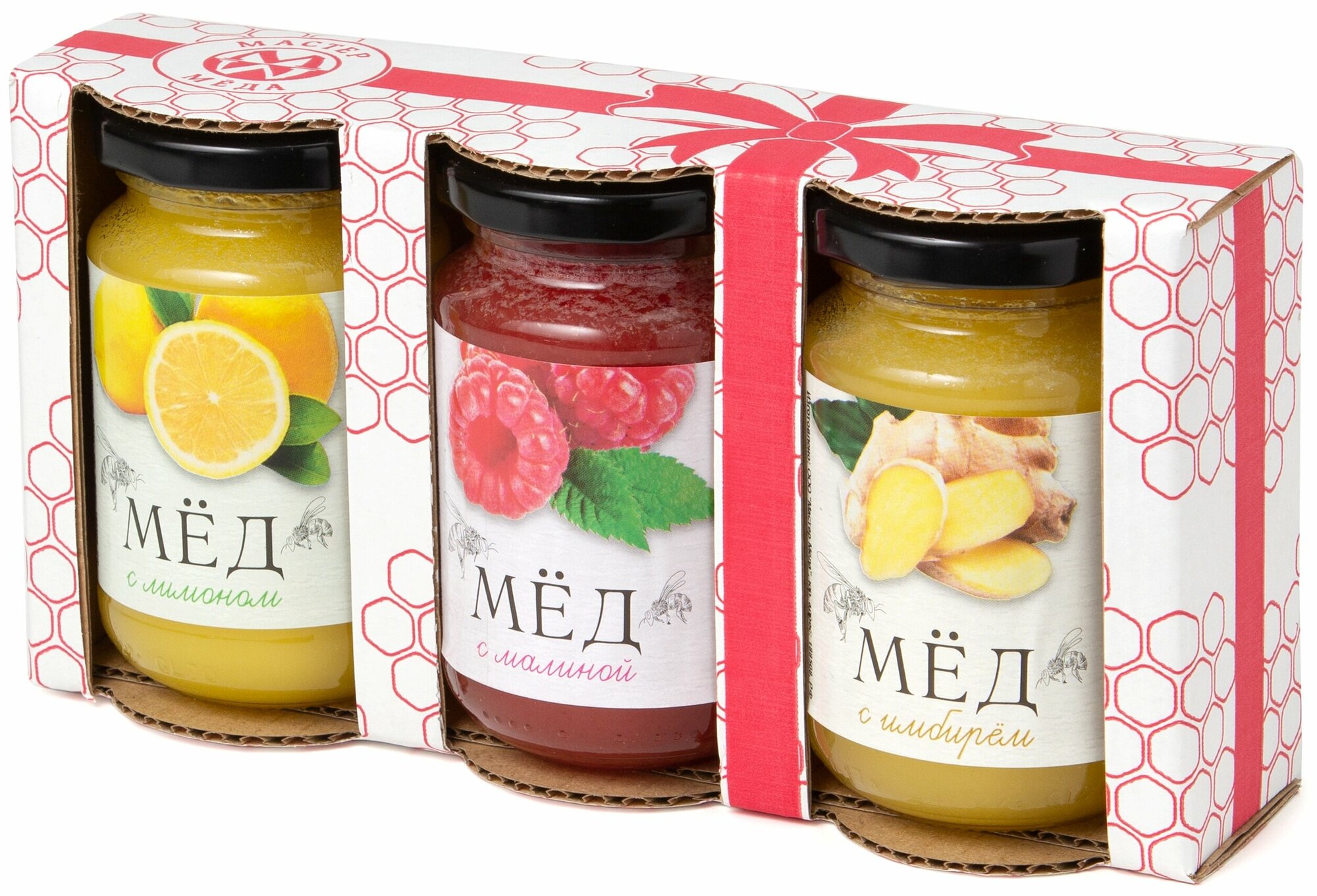 Подарочный набор Мёд натуральный с лимоном, малиной, имбирём, 3 шт. по 240 г. - фотография № 6