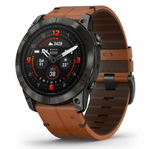 умные часы garmin descent mk3i – 51 mm carbon grey dlc titanium with dlc titanium band 010 02752 14 Умные часы Garmin epix Pro (Gen 2) – Sapphire Edition - 51 mm Carbon Grey DLC Titanium with Chestnut Leather Band (010-02804-30)