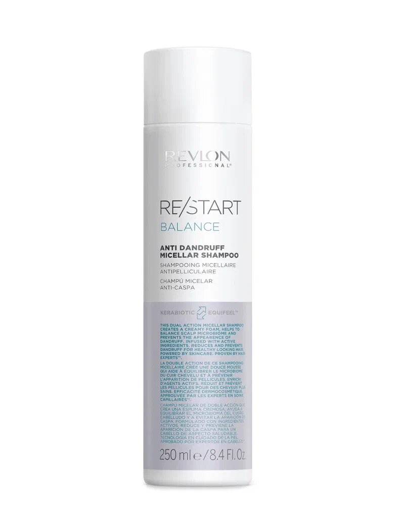 Revlon Professional Мицеллярный шампунь для кожи головы против перхоти и шелушений RESTART BALANCE ANTI DANDRUFF MICELLAR SHAMPOO, 250 мл