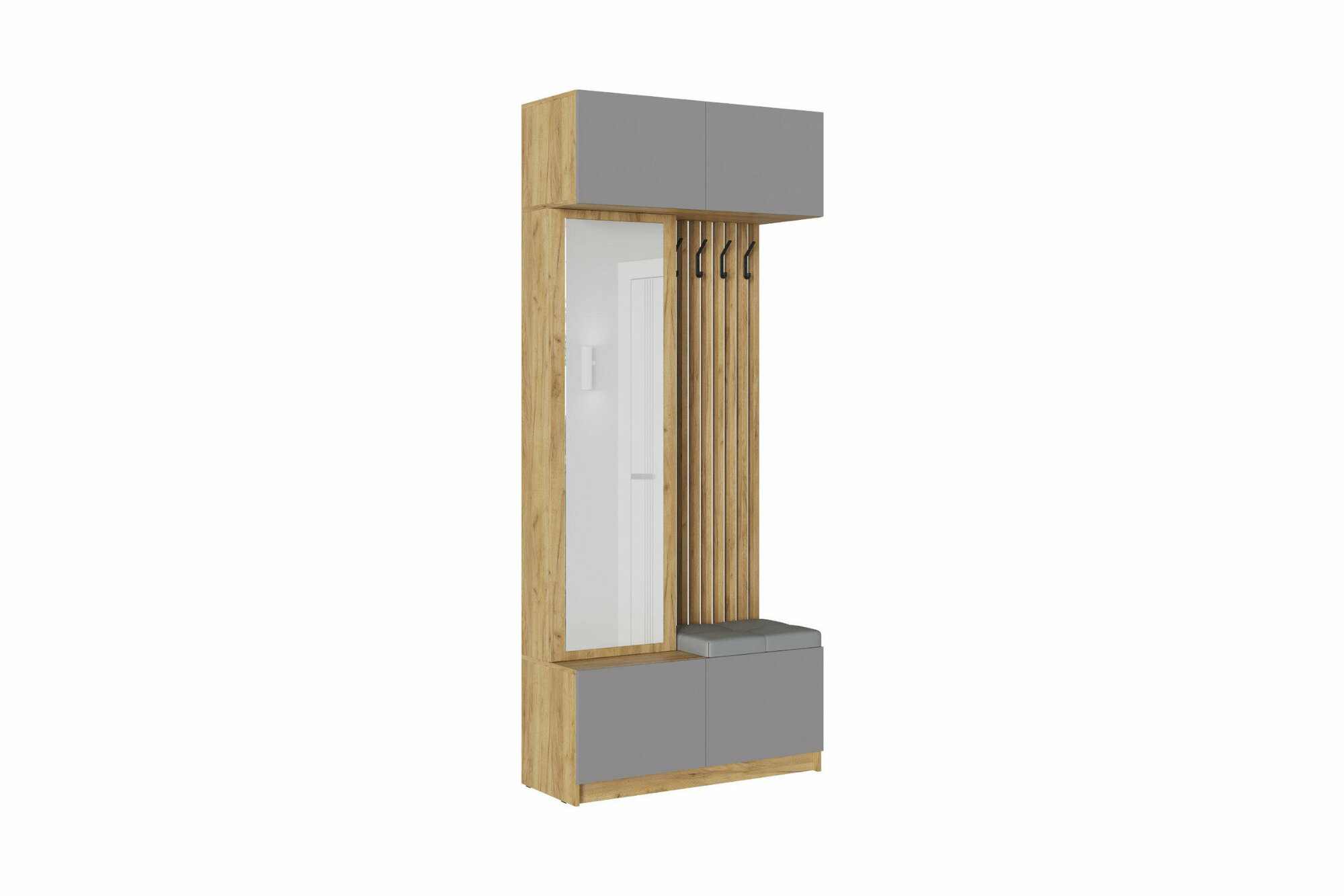 фото Прихожая МК Стиль Бостон дуб крафт золотой / серый шифер 100х41.4х236 см