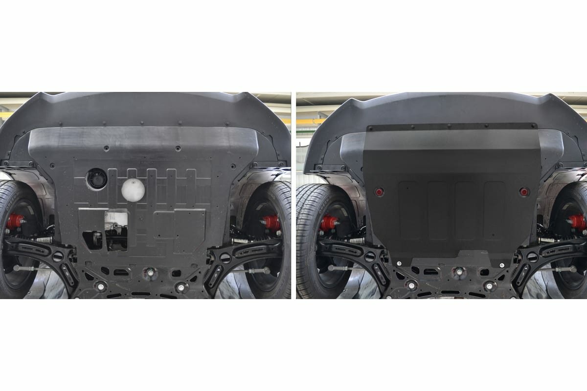 Защита картера и КПП АвтоБроня для Geely Coolray SX11 2020-н. в, штампованная, сталь 1.8 мм, с крепежом, 111.01922.1 — фото 17