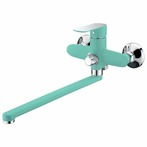 Смеситель для ванны с душем Triton, модель 16307 L, длинный излив, однорычажный, бирюзовый