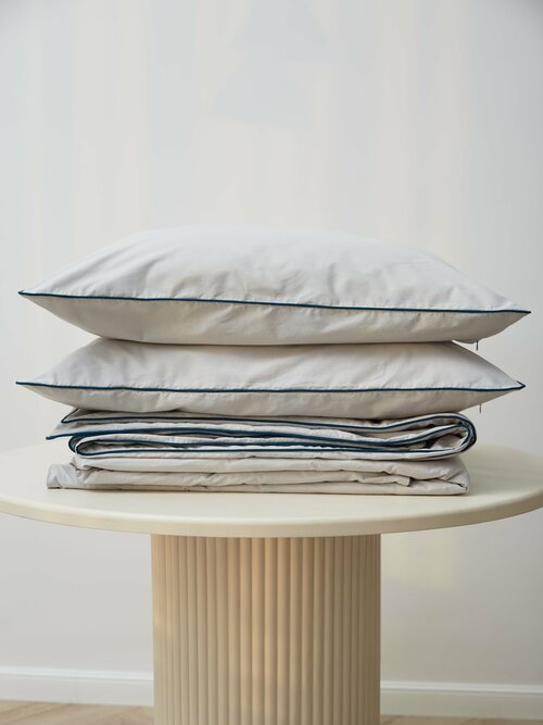Комплект 1,5-спального постельного белья Esthetic Home серый с кантом