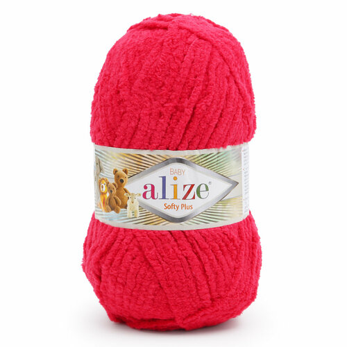 Пряжа для вязания ALIZE Softy Plus, 100г, 120м (100% микрополиэстер) (56 красный),2шт