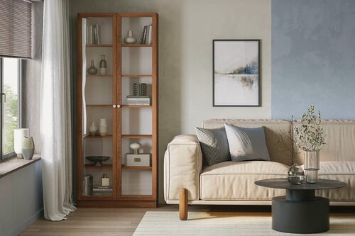 Изображение товара Библиотека Билли-20 Хит Орех Экко для документов для книг для обуви для одежды для посуды двухдверный 80*220*40