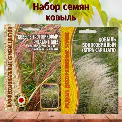 Семена для ландшафтного дизайна Ковыль Волосовидный и тростниковый. Набор 2 пакетика.