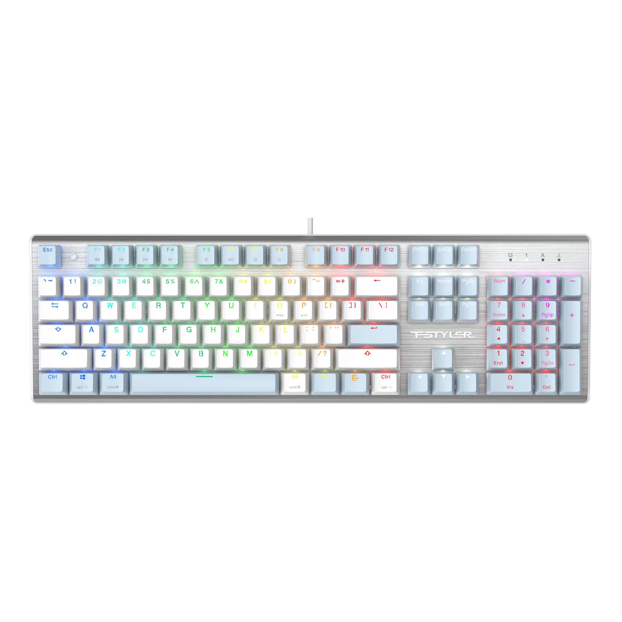 Клавиатура A4Tech Fstyler FS100 Neon механическая синий/белый USB for gamer LED (FS100)