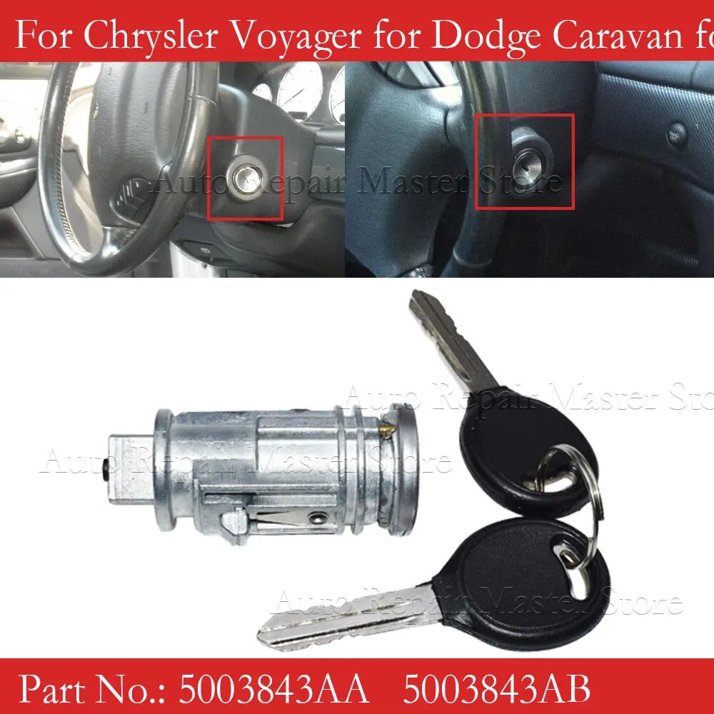Переключатель зажигания 5003843AA, замок цилиндра с ключами для Chrysler Voyager Dodge Caravan Jeep Cherokee Plymouth 5003843AB