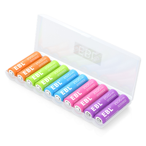 Комплект аккумуляторных батарей EBL Rainbow AA 2500mAh (10шт) DCMYD0031BEB
