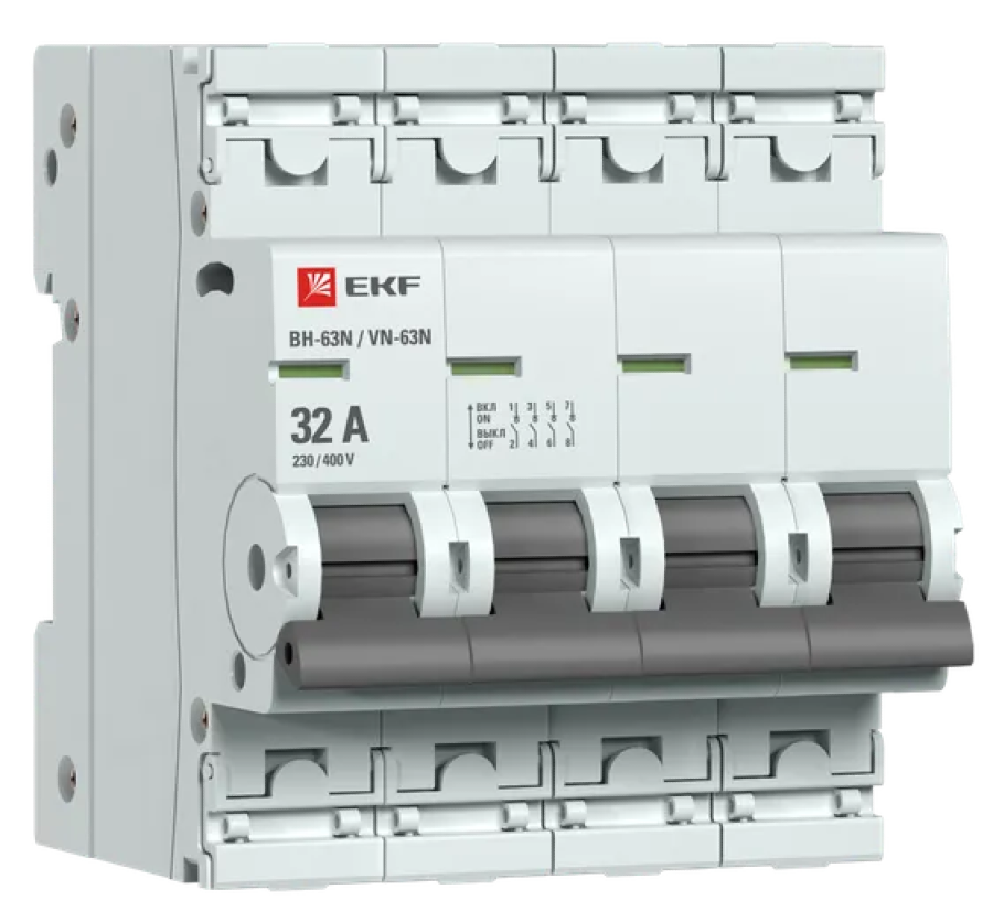 Выключатель нагрузки EKF / ЕКФ PROxima ВН-63N, 4P 32A IP20 400В, S63432 / разъединитель