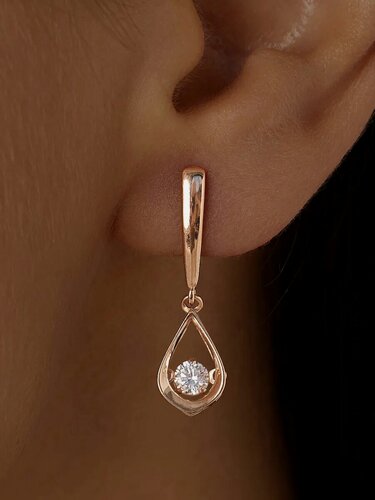 Изображение товара Серьги с подвесками, серебро, 925 проба, золочение, фианит