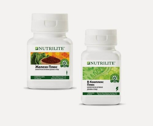 Изображение товара Набор NUTRILITE Железо + B-комплекс (NUTRILITE B-комплекс плюс, 60 таб + Железо плюс, 120 таб.) Amway
