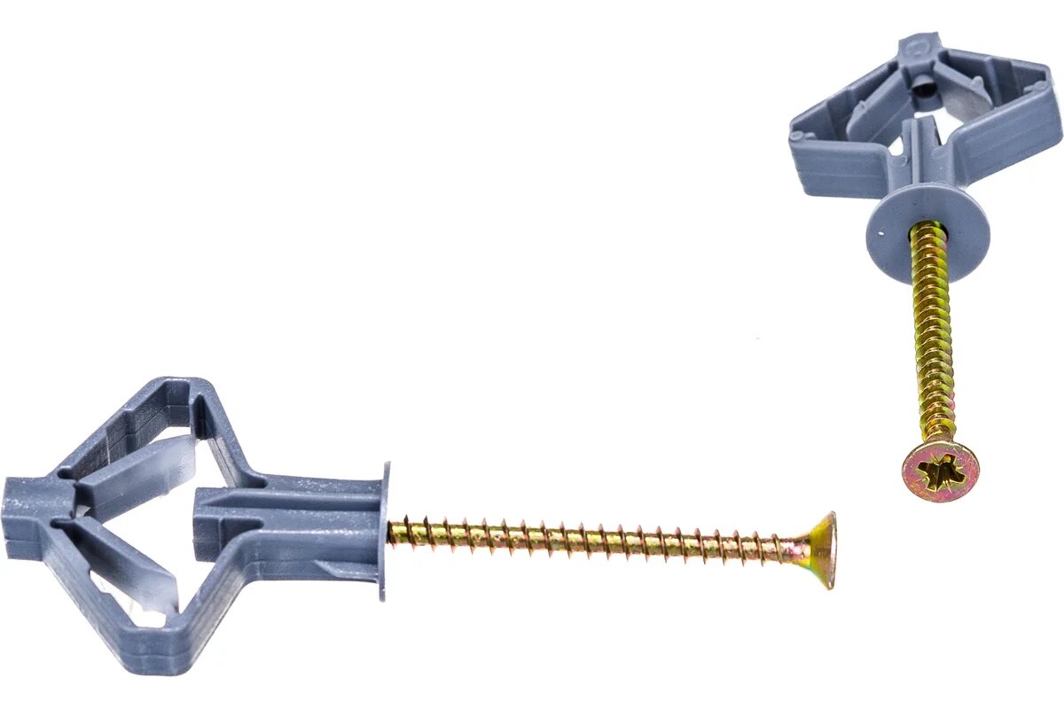 Пакет дюбель Бабочка Метизный двор 10х50 с шурупом 4х60 5 шт. 4607173907318 2 упаковки