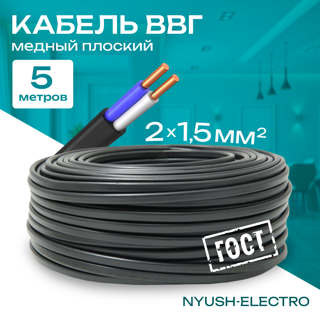 Кабель силовой ВВГ-Пнг (А)- LS 2х15 5м