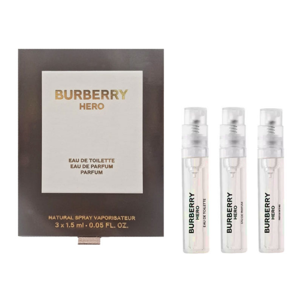 Burberry мужской набор пробников 3 X 1.5 мл (Hero парфюмерная вода + Hero туалетная вода + Hero духи)